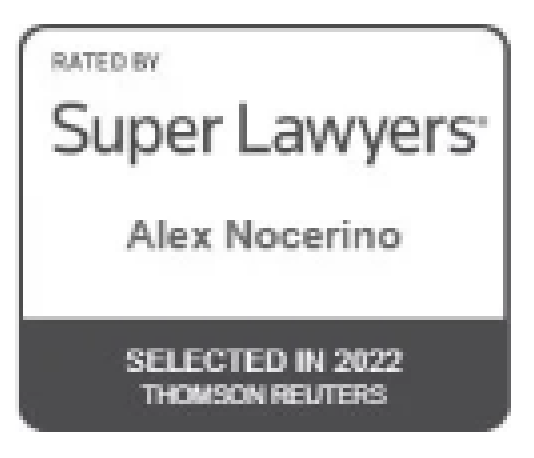 Super Lawyers Badge awarded to Alex Nocerino in 2022.