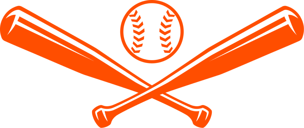 Orang baseball and bat icon