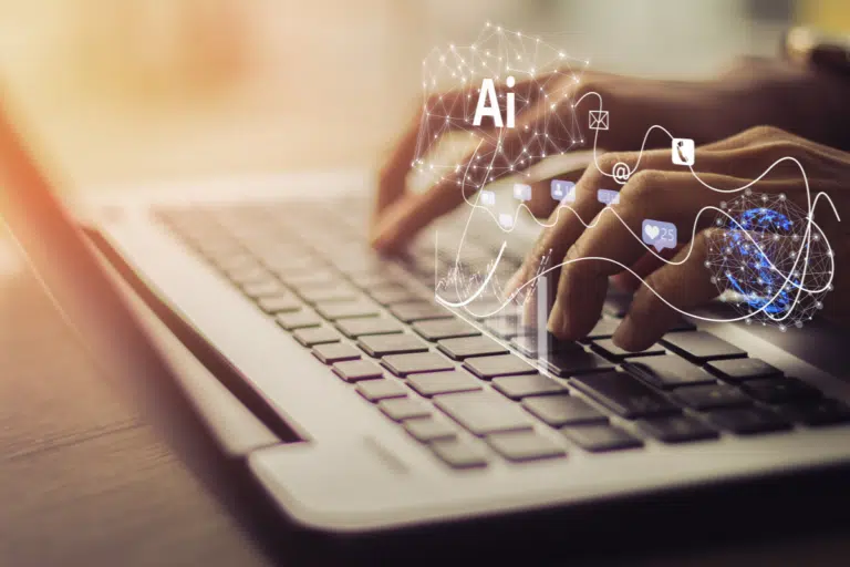 lawyer using AI on their laptop