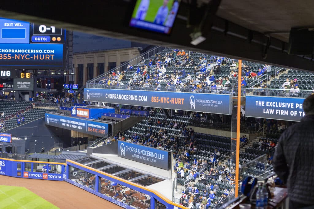 Chopra & Nocerino banners seen at New York Mets stadium, Citi Field