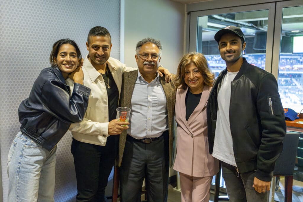 Sameer Chopra and family at New York Mets game where Chopra & Nocerino threw the first pitch