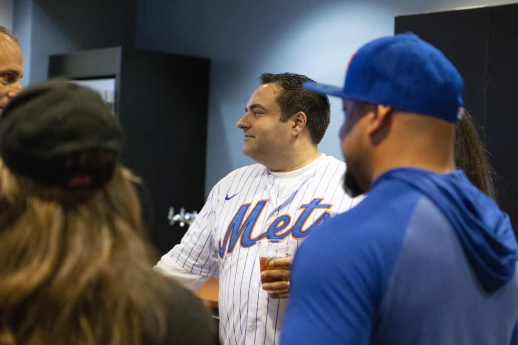 Alex Nocerino smiling at New York Mets game