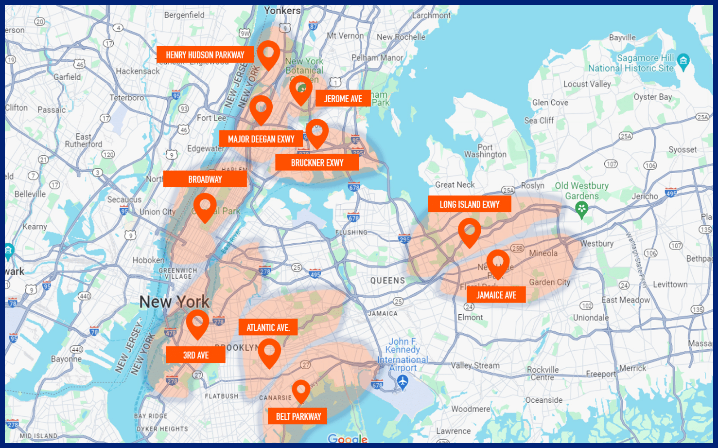 Map showing hotspots of top NYC Hotspots for Traffic Collisions
