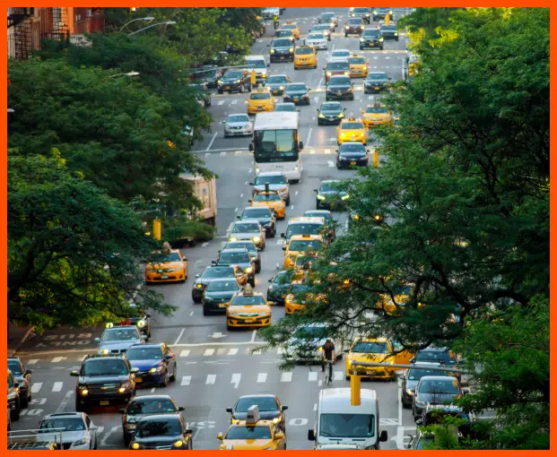 View of congested traffic in Manhattan