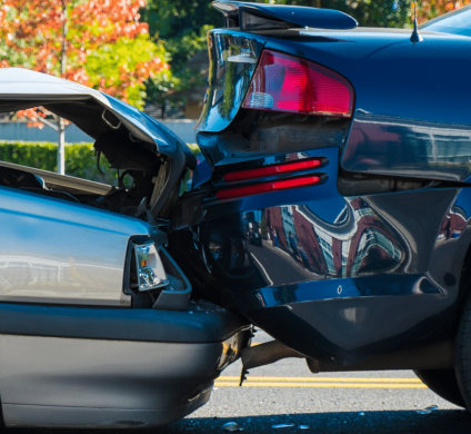 large-rear-end car collision